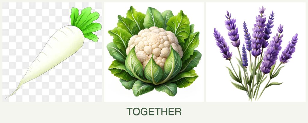 Can you plant radishes, cauliflower and lavender together?