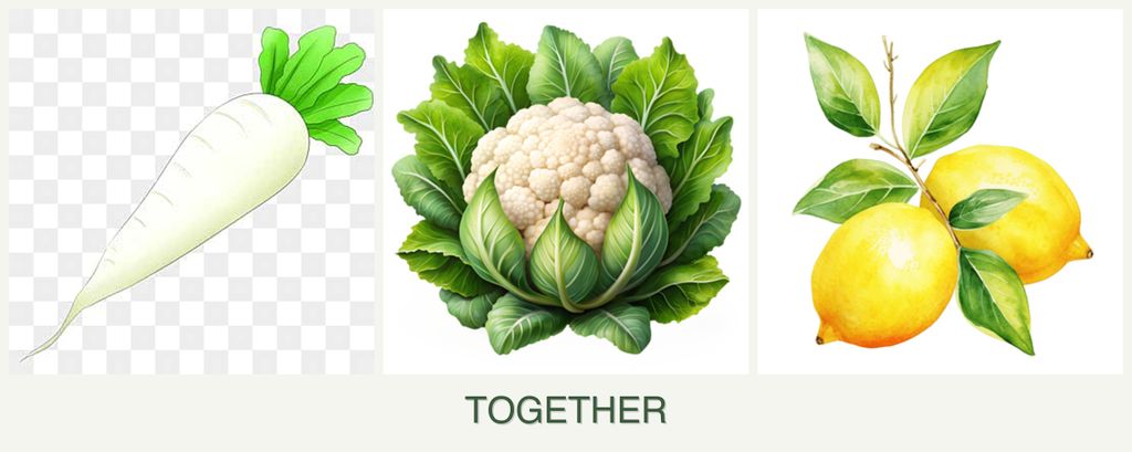Can you plant radishes, cauliflower and lemons together?