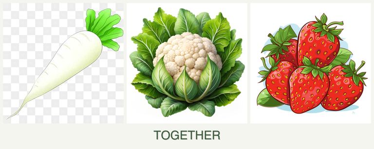 Can you plant radishes, cauliflower and strawberries together?
