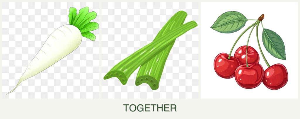 Can you plant radishes, celery and cherries together?