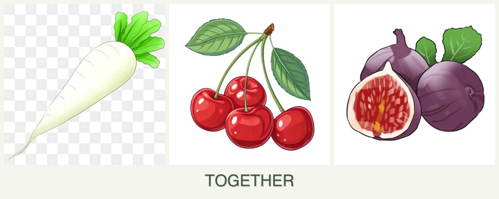 Can you plant radishes, cherries and figs together?