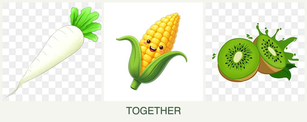 Can you plant radishes, corn and kiwi together?