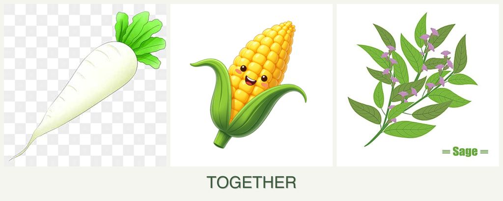 Can you plant radishes, corn and sage together?