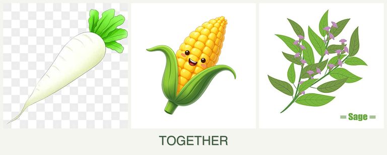 Can you plant radishes, corn and sage together?