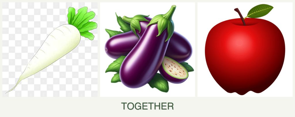Can you plant radishes, eggplant and apples together?