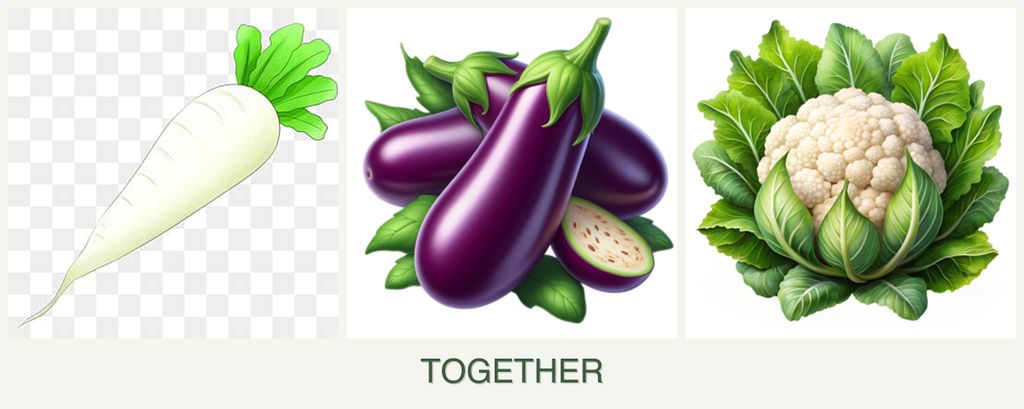 Can you plant radishes, eggplant and cauliflower together?