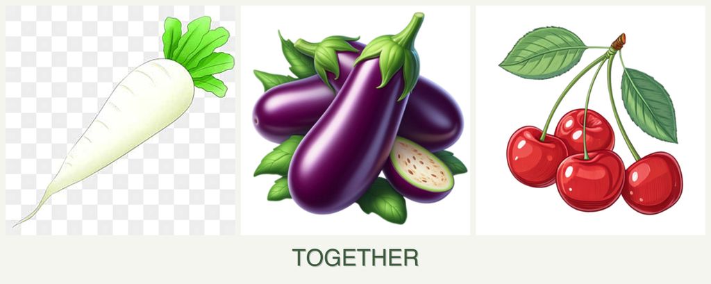 Can you plant radishes, eggplant and cherries together?
