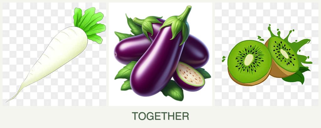 Can you plant radishes, eggplant and kiwi together?