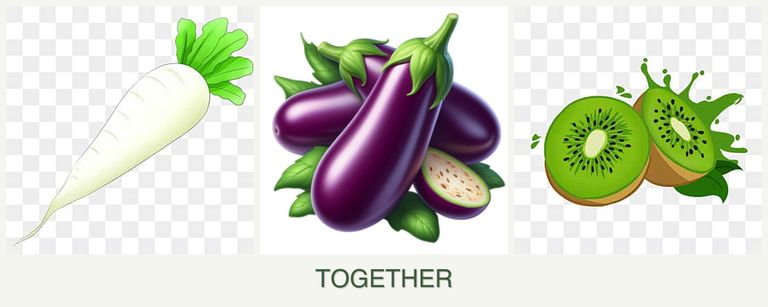 Can you plant radishes, eggplant and kiwi together?