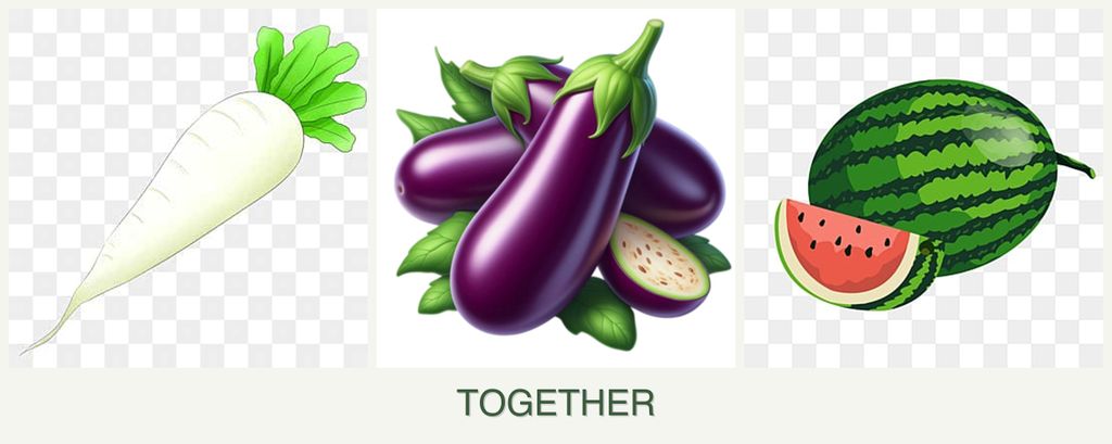 Can you plant radishes, eggplant and melons together?
