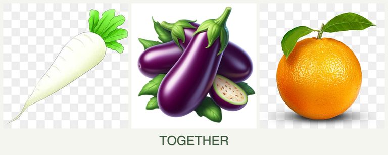 Can you plant radishes, eggplant and oranges together?