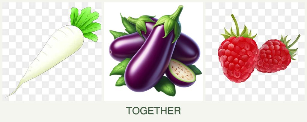 Can you plant radishes, eggplant and raspberries together?