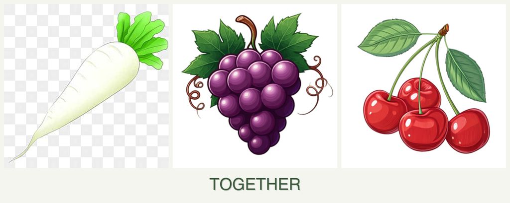 Can you plant radishes, grapes and cherries together?