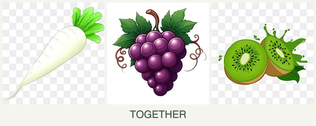 Can you plant radishes, grapes and kiwi together?