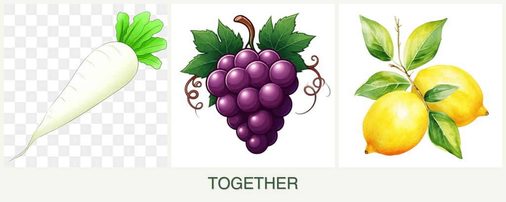 Can you plant radishes, grapes and lemons together?