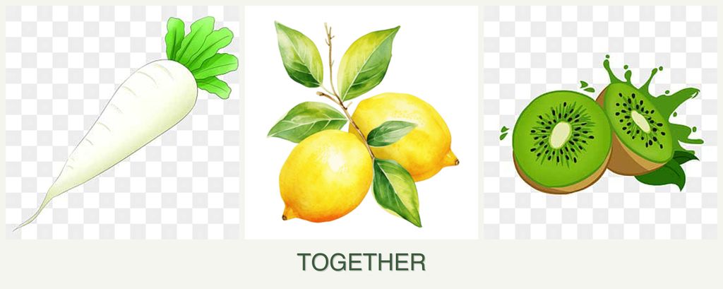 Can you plant radishes, lemons and kiwi together?