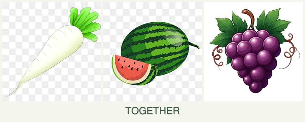 Can you plant radishes, melons and grapes together?