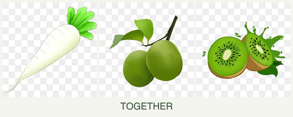 Can you plant radishes, plums and kiwi together?