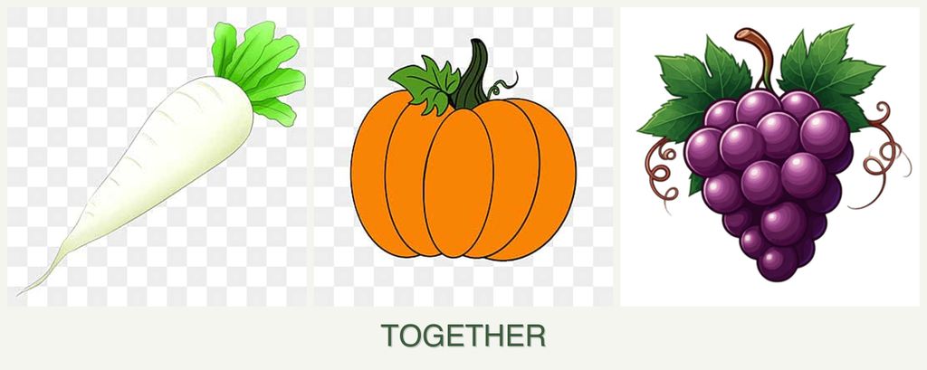 Can you plant radishes, pumpkin and grapes together?