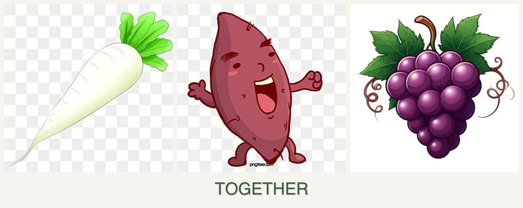 Can you plant radishes, sweet potatoes and grapes together?