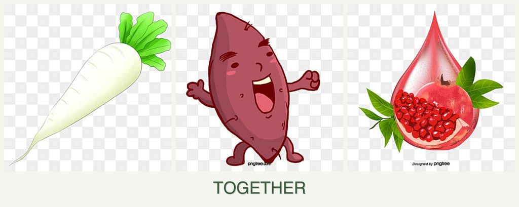 Can you plant radishes, sweet potatoes and pomegranates together?