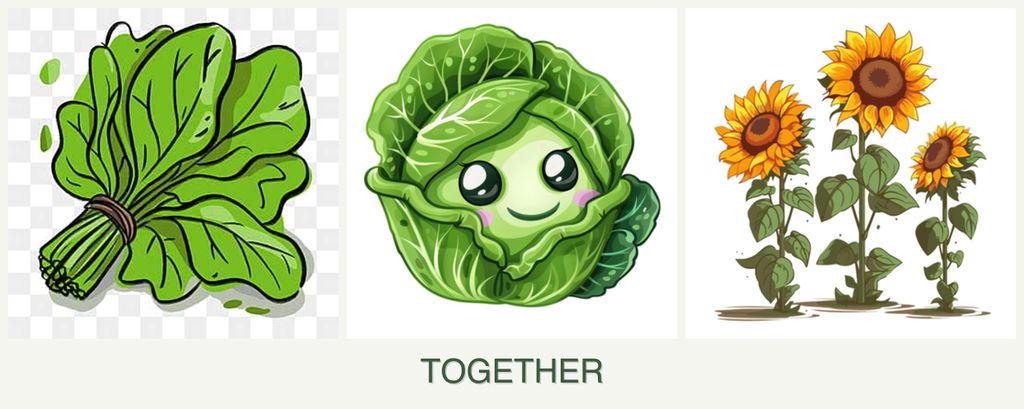 Can you plant spinach, cabbage and sunflowers together?