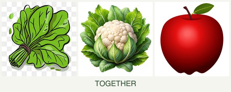 Can you plant spinach, cauliflower and apples together?