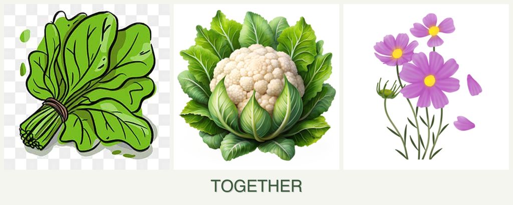 Can you plant spinach, cauliflower and cosmos together?