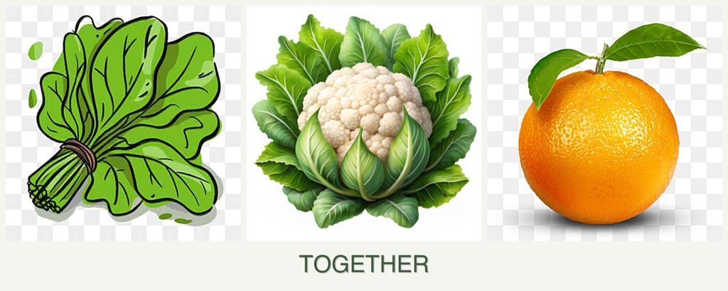Can you plant spinach, cauliflower and oranges together?