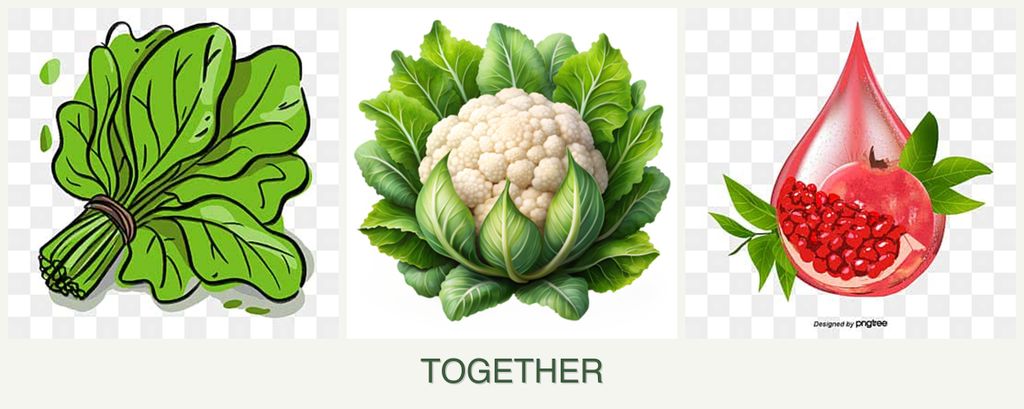 Can you plant spinach, cauliflower and pomegranates together?