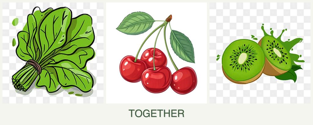 Can you plant spinach, cherries and kiwi together?