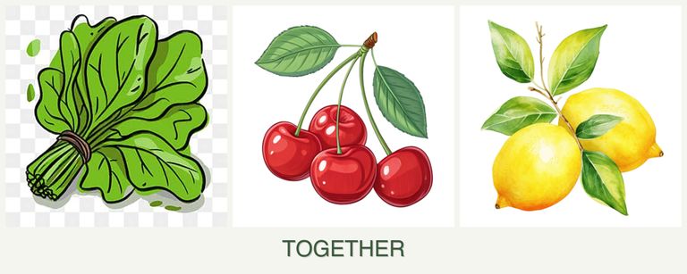 Can you plant spinach, cherries and lemons together?