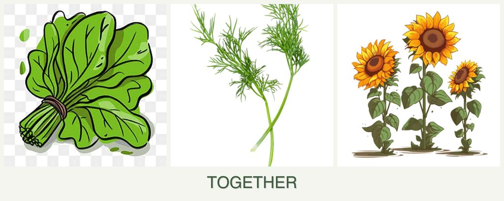 Can you plant spinach, dill and sunflowers together?