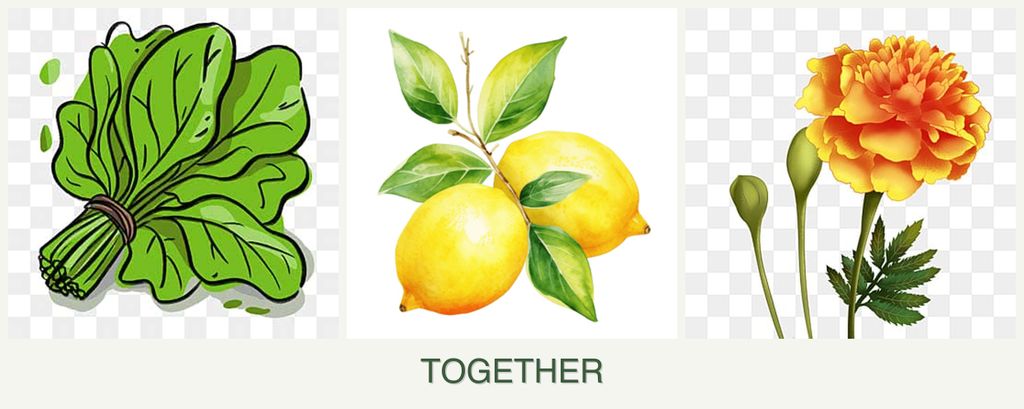 Can you plant spinach, lemons and marigolds together?