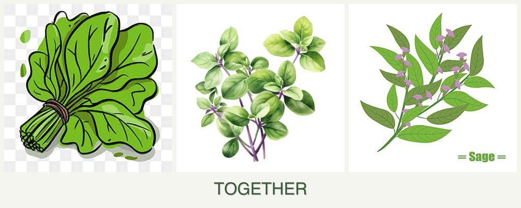 Can you plant spinach, oregano and sage together?