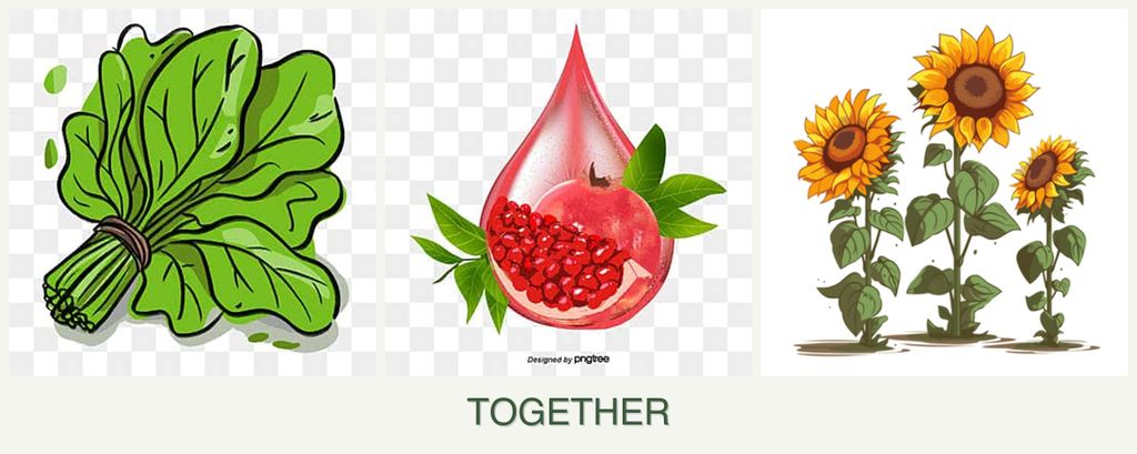 Can you plant spinach, pomegranates and sunflowers together?