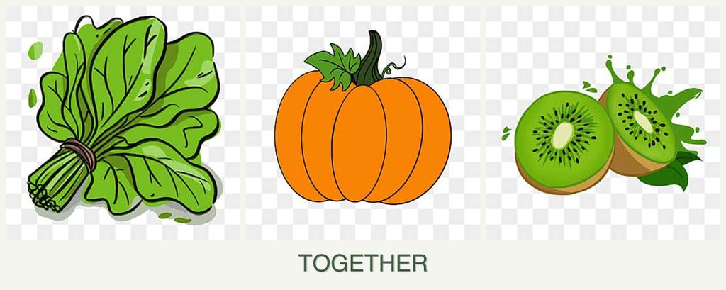 Can you plant spinach, pumpkin and kiwi together?