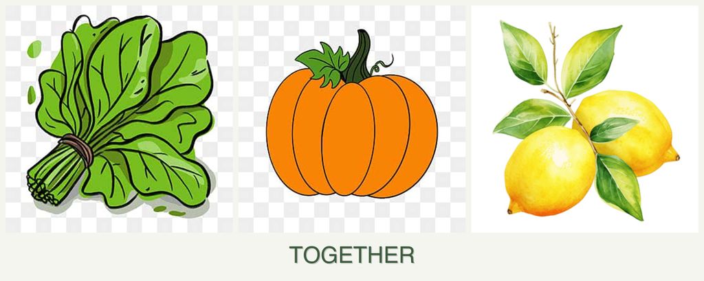 Can you plant spinach, pumpkin and lemons together?