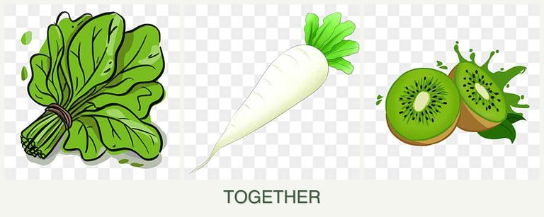 Can you plant spinach, radishes and kiwi together?