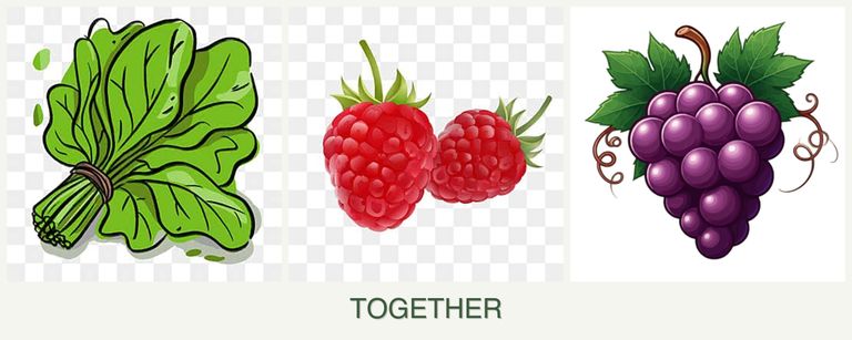 Can you plant spinach, raspberries and grapes together?