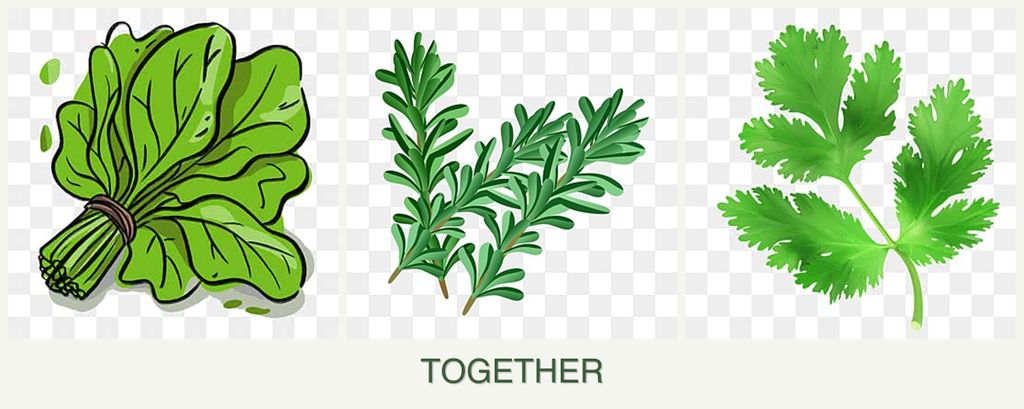 Can you plant spinach, rosemary and parsley together?