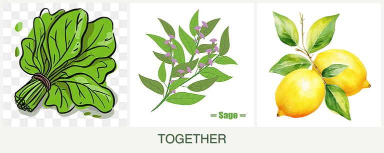 Can you plant spinach, sage and lemons together?