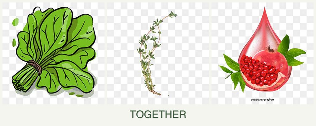Can you plant spinach, thyme and pomegranates together?