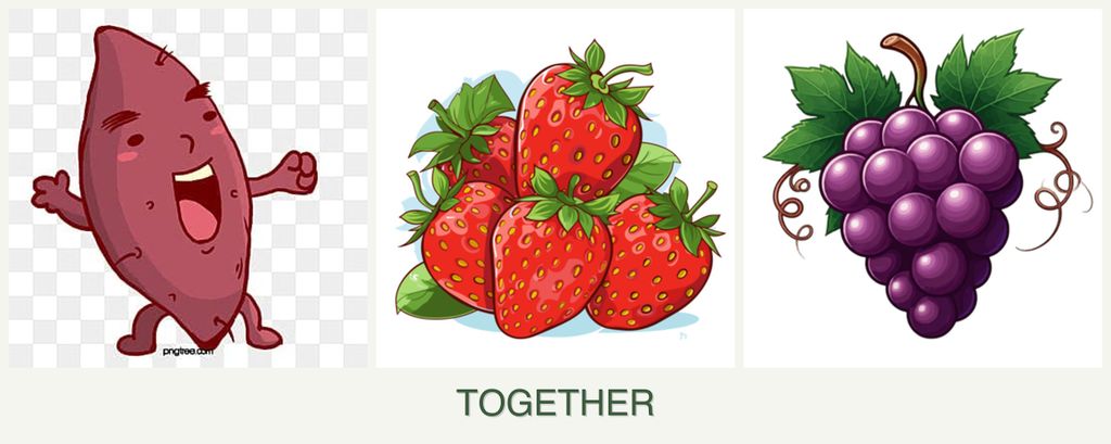 Can you plant sweet potatoes, strawberries and grapes together?