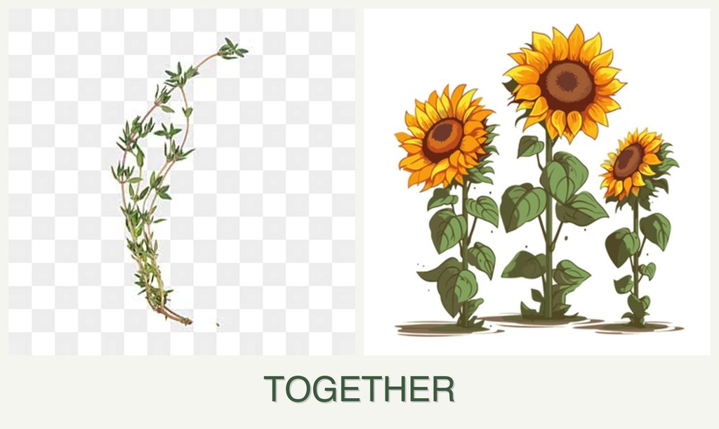 Can you plant thyme and sunflowers together?