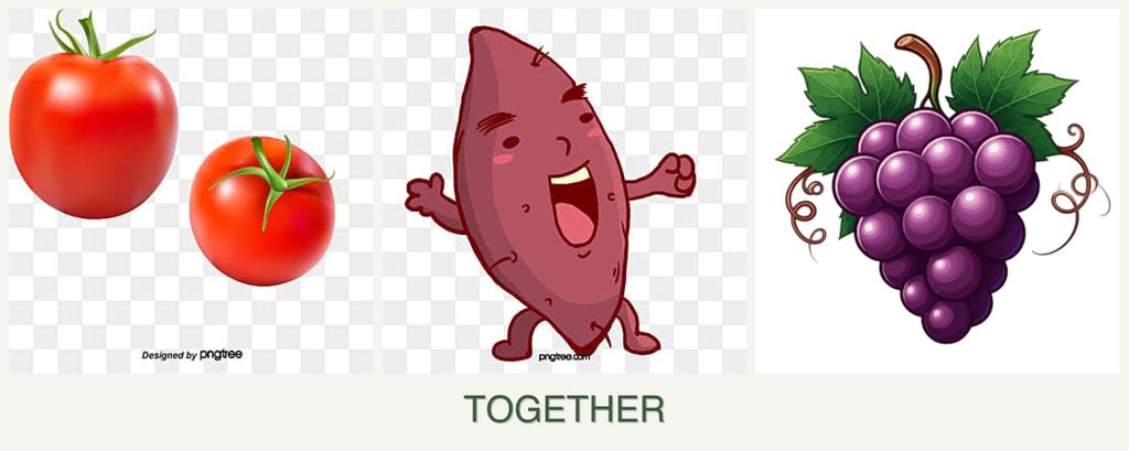 Can you plant tomatoes, sweet potatoes and grapes together?