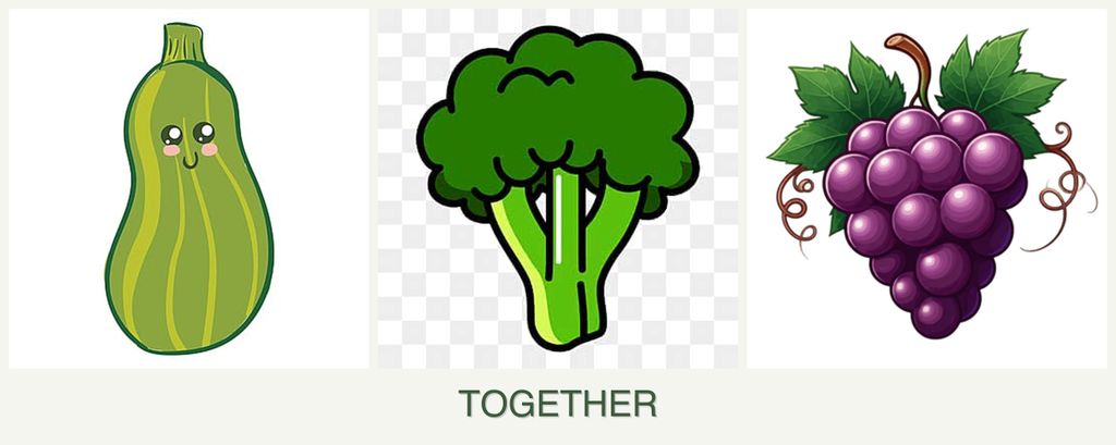 Can you plant zucchini, broccoli and grapes together?