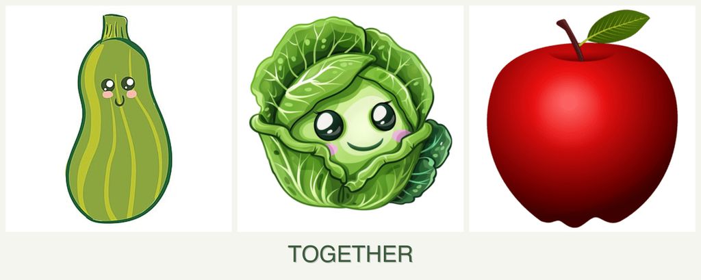 Can you plant zucchini, cabbage and apples together?