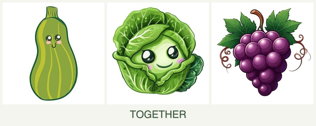 Can you plant zucchini, cabbage and grapes together?