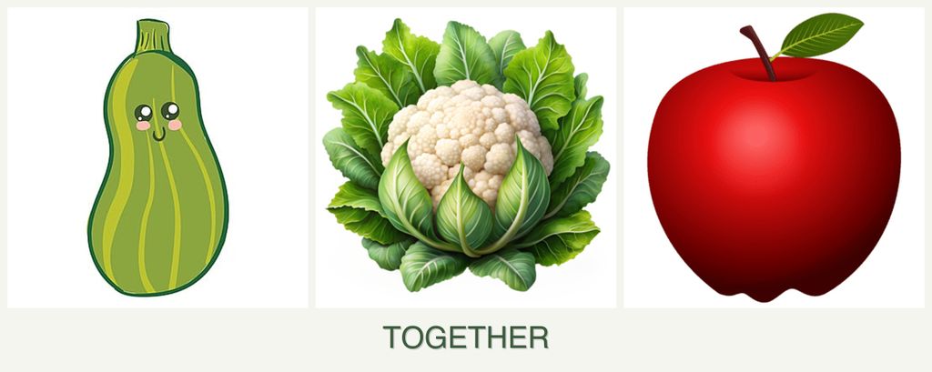 Can you plant zucchini, cauliflower and apples together?